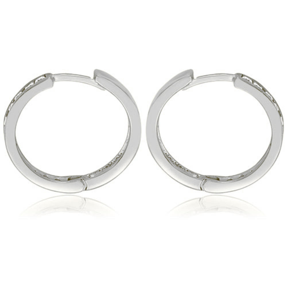 0.75 cttw. Platinum Round Cut Diamond Hoop Earrings (VS2, G-H)