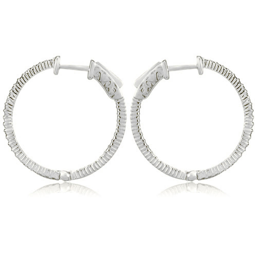 0.50 cttw. Platinum Round Cut Diamond Hoop Earrings (VS2, G-H)