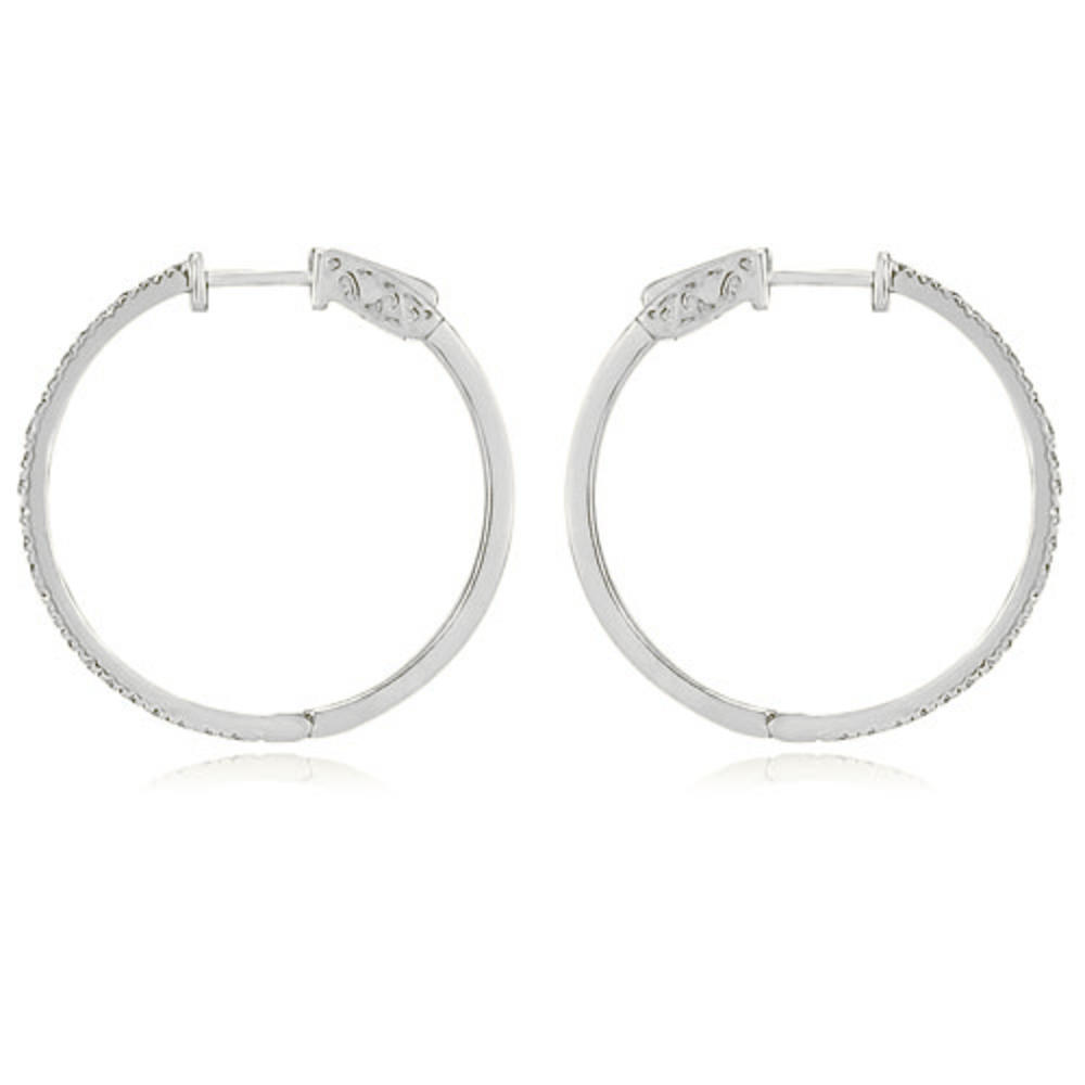 0.50 cttw. Platinum Round Cut Diamond Hoop Earrings (VS2, G-H)