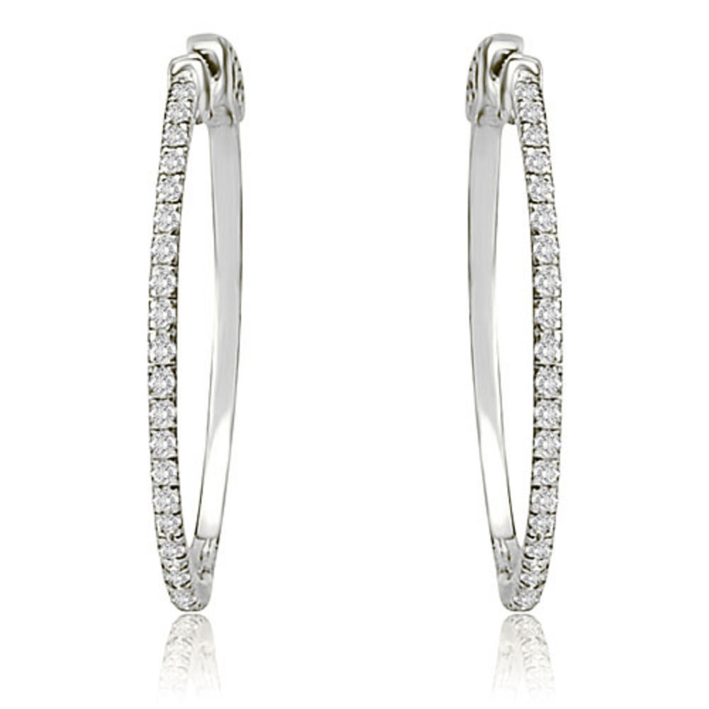 0.50 cttw. Platinum Round Cut Diamond Hoop Earrings (SI2, H-I)