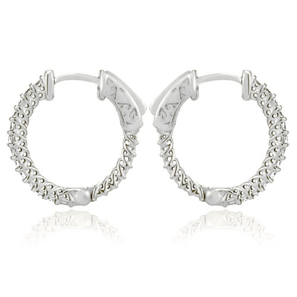 0.50 cttw. Platinum Round Cut Diamond Hoop Earrings (I1, H-I)