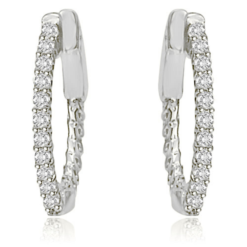 0.50 cttw. Platinum Round Cut Diamond Hoop Earrings (I1, H-I)