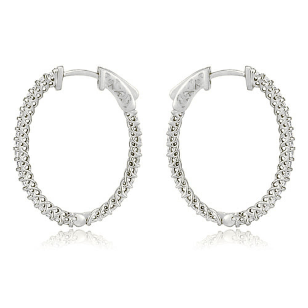 0.75 cttw. Platinum Round Cut Diamond Hoop Earrings (SI2, H-I)