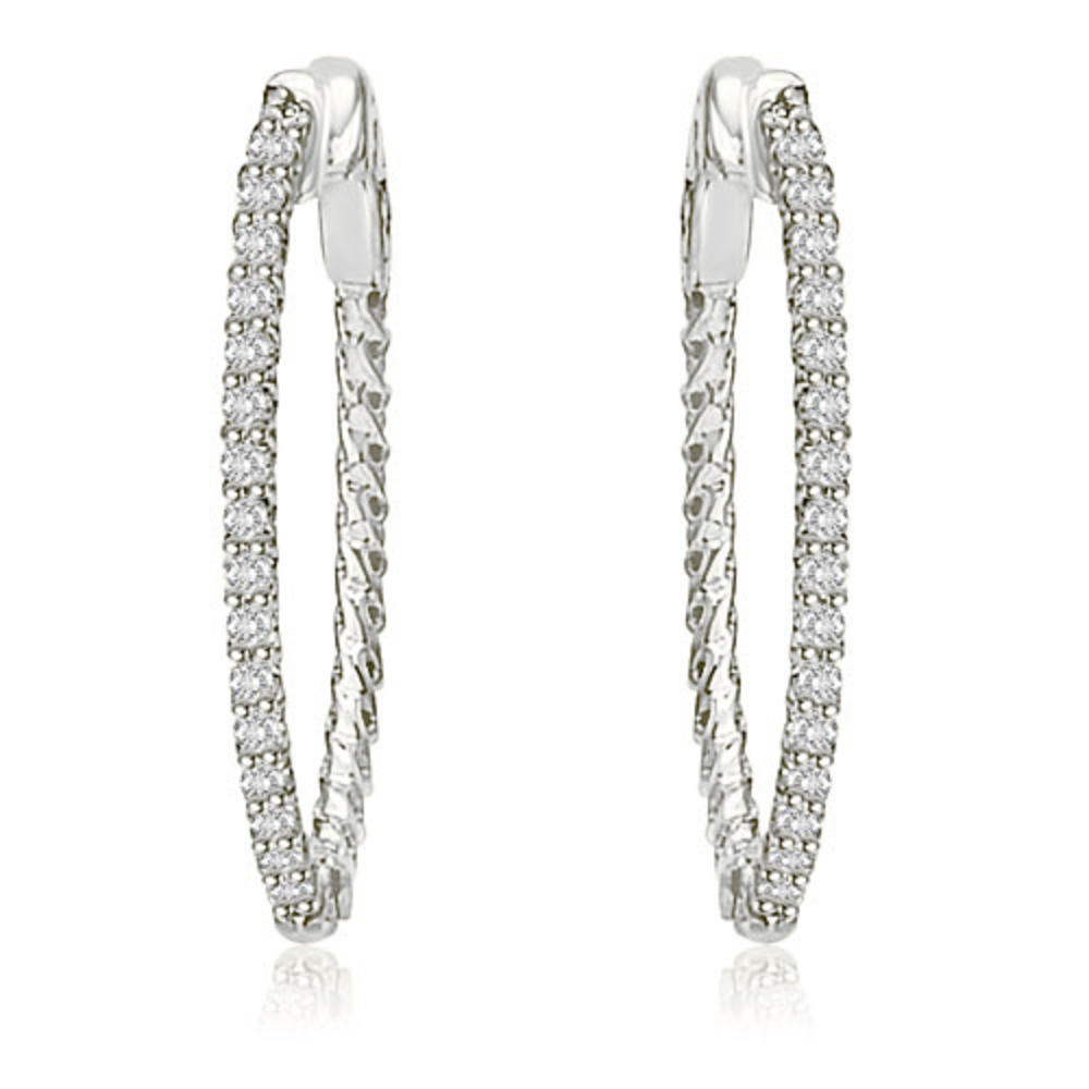 0.75 cttw. Platinum Round Cut Diamond Hoop Earrings (SI2, H-I)