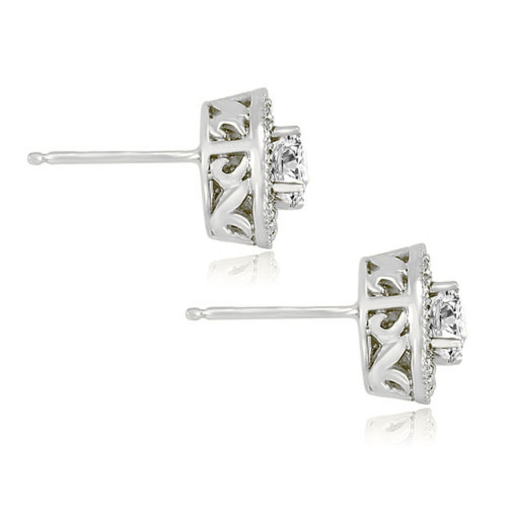 1.35 cttw. Platinum Halo Round Cut Diamond Earrings (I1, H-I)