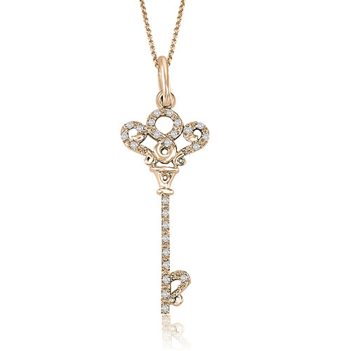 0.10 Cttw Diamond Key Necklace