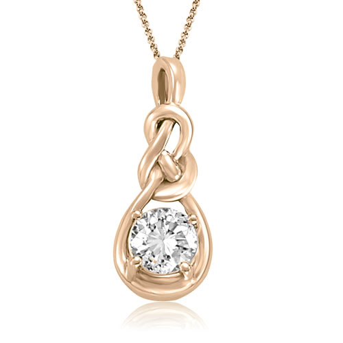 0.50 cttw. 14K Rose Gold Round Cut Diamond Solitaire Love Knot Pendant (I1, H-I)