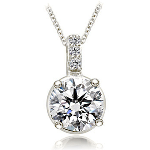 0.38 Cttw Diamond Platinum Round Pendant Necklace