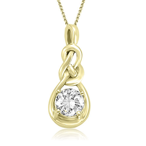 0.50 cttw. 14K Yellow Gold Round Cut Diamond Solitaire Love Knot Pendant (I1, H-I)