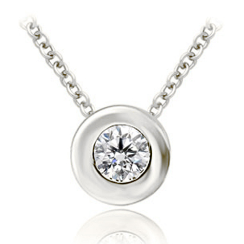 Ladies 1.00 Cttw. Round Cut Platinum Diamond Solitaire Pendant Necklace