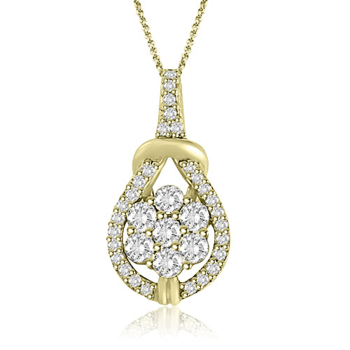 Ladies 0.50 cttw 14k Yellow Gold Love Knot Round Cut Diamond Pendant