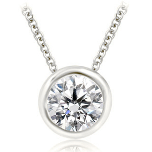 Women's 0.35 cttw Platinum Diamond Solitaire Bezel Pendant
