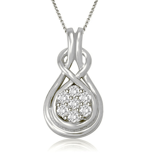 Ladies 0.50 Cttw. Diamond Teardrop Pendant Necklace