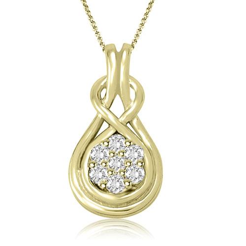 Women's 0.50 cttw 14k Yellow Gold Diamond Love Knot Pendant