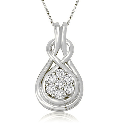 Women's 0.50 Cttw 18k White Gold Diamond Love Knot Pendant