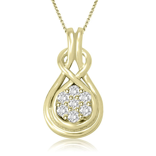 0.50 Cttw Round Cut 18k Yellow Gold Diamond Pendant Necklace