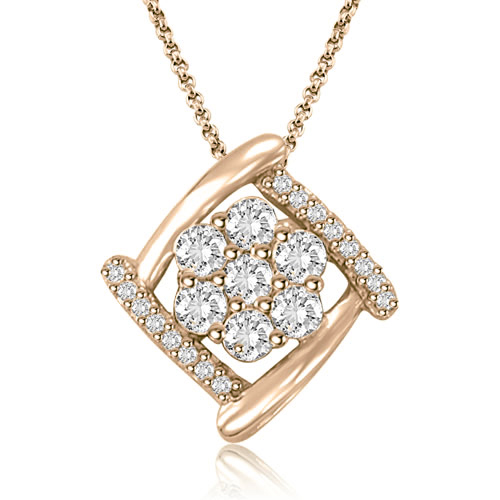 Ladies 0.50 Cttw. 14K Rose Gold Diamond Flower Pendant Necklace