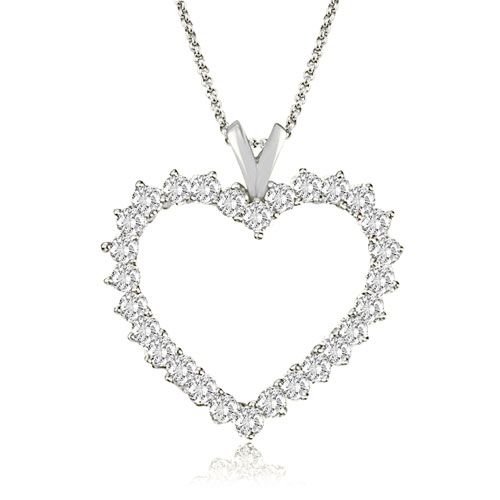 Ladies 2.00 Cttw Diamond Platinum Heart Pendant