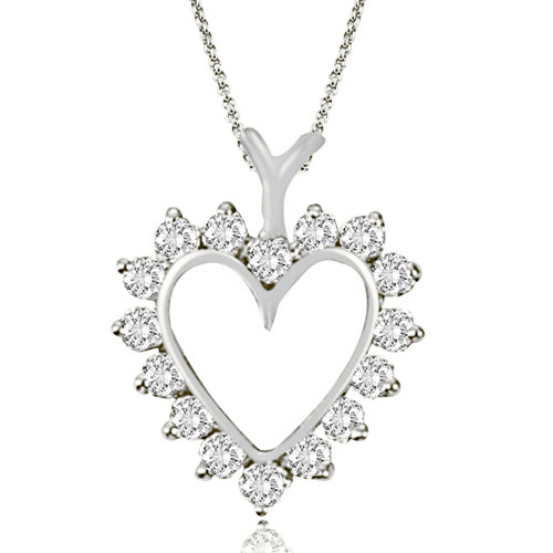 0.50 Cttw Round Cut Platinum Diamond Heart Shape Pendant