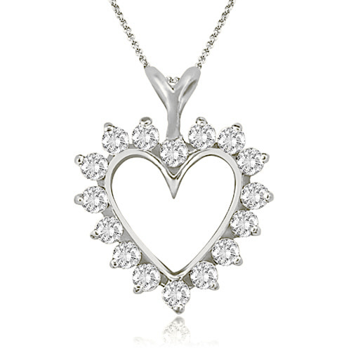 Ladies 0.50 Cttw. Platinum Diamond Heart Pendant Necklace