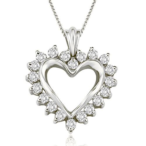 0.50 Cttw Round Cut Platinum Diamond Heart Shape Pendant