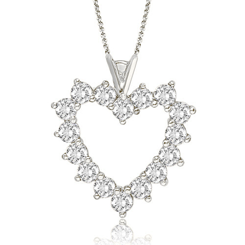 2.50 cttw Platinum Diamond Heart Pendant