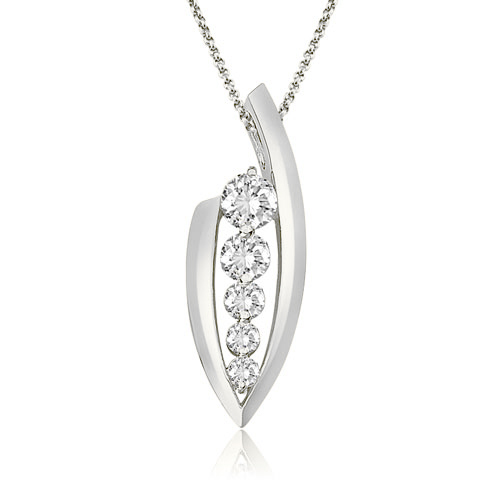 Women's 0.50 Cttw Diamond and Platinum 5-Stone Journey Pendant