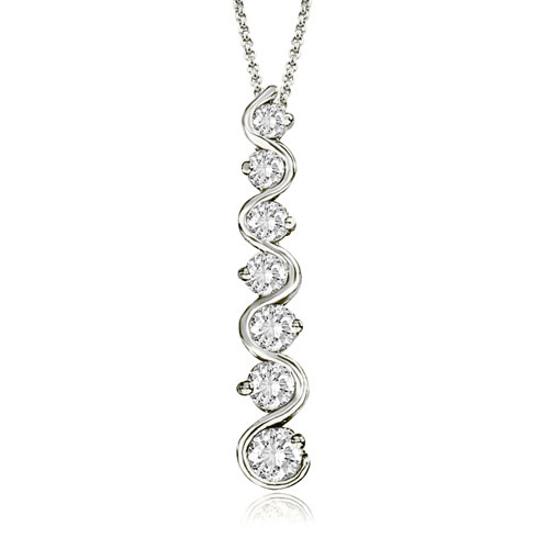 Ladies' 1.00 Cttw Platinum Cut 7-Stone Journey Diamond Pendant