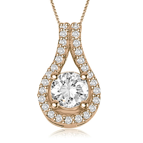 Ladies 0.65 Cttw. Diamond Teardrop Pendant Necklace