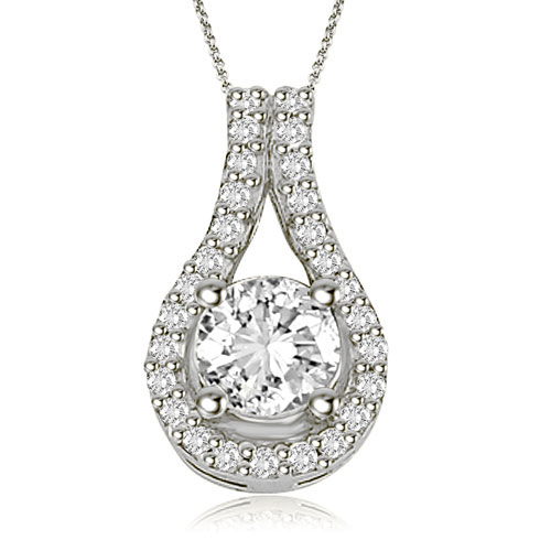 Women's 0.65 Cttw Diamond 18k White Gold Teardrop Pendant