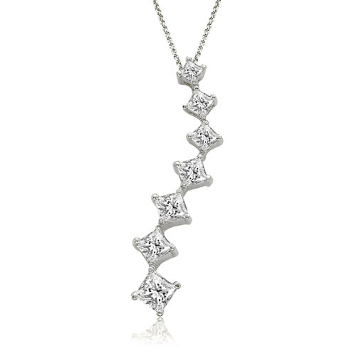 0.80 cttw. Platinum Princess Cut Diamond Journey Pendant (VS2, G-H)