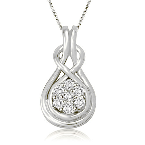 Women's 0.50 Cttw Diamond Platinum Flower Cluster Love Knot Pendant