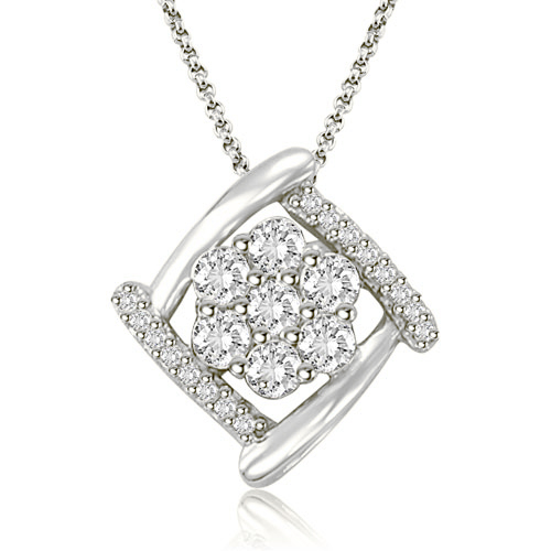 0.50 cttw Platinum Flower Cluster Diamond Pendant