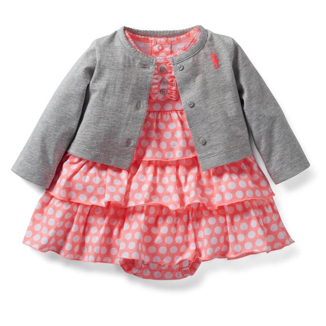 Carter's Newborn & Infant Girl's Ruffled Dress & Sweater Polka Dots
