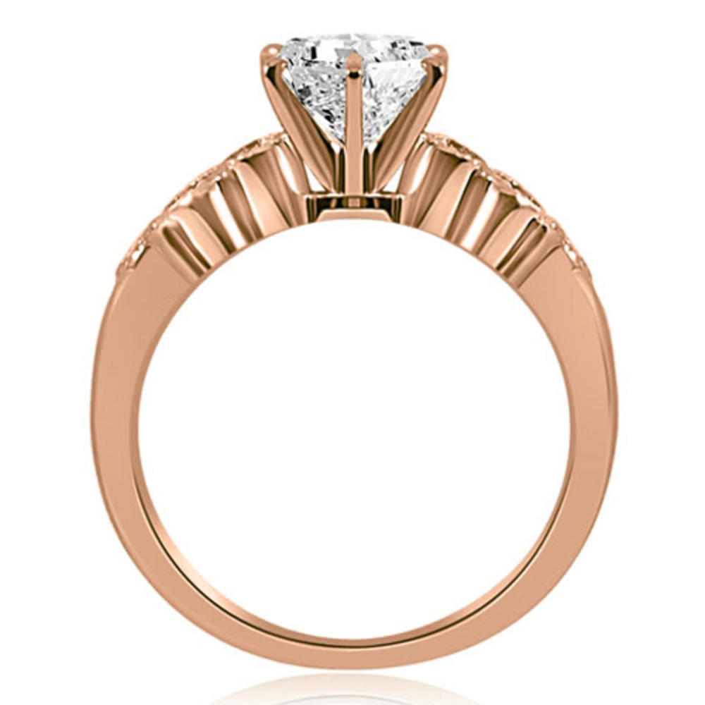 18K Rose Gold 0.55 cttw Vintage Style Milgrain Round Diamond Engagement Ring (I1, H-I)