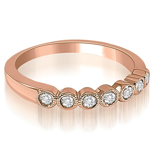 18K Rose Gold 0.21 cttw Antique Milgrain Bezel Round Cut Diamond Wedding Ring (I1, H-I)