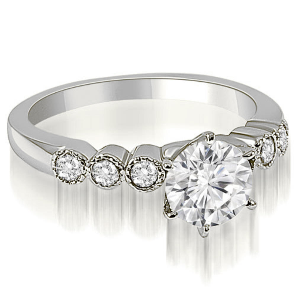 18K White Gold 0.55 cttw Vintage Style Milgrain Round Diamond Engagement Ring (I1, H-I)