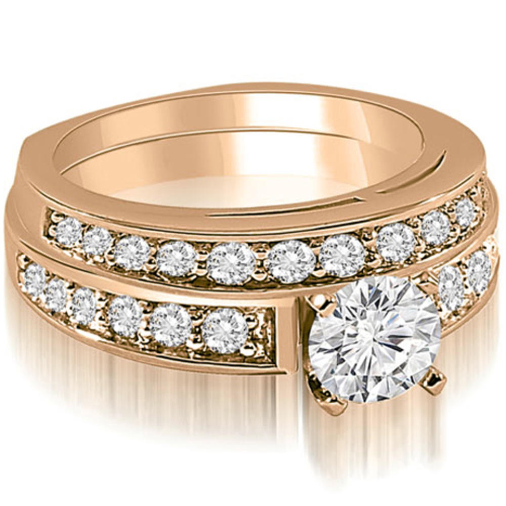 1.20 cttw. 14K Rose Gold Round Cut Diamond Bridal Set (I1, H-I)