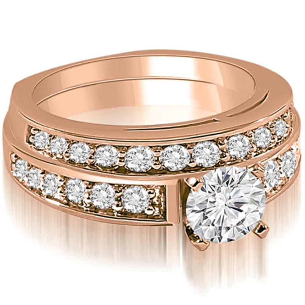 1.60 cttw. 18K Rose Gold Round Cut Diamond Bridal Set (I1, H-I)