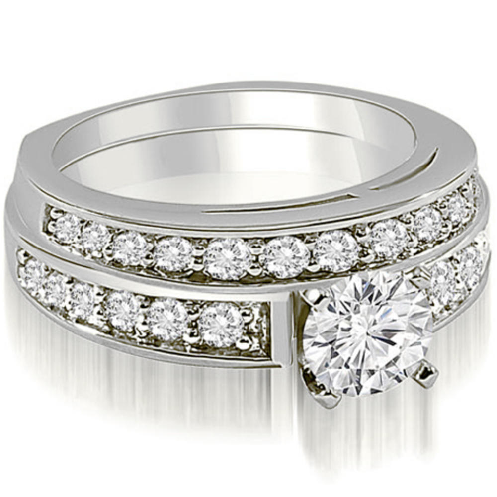 1.85 cttw 18k White Gold Round-Cut Diamond Bridal Set
