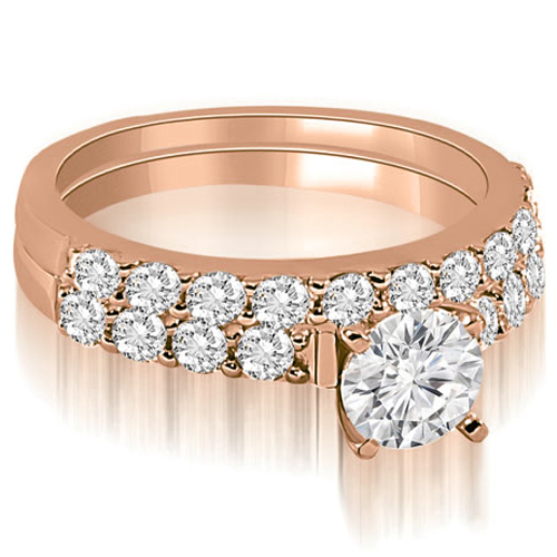 1.70 cttw. 18K Rose Gold Round Cut Diamond Bridal Set (I1, H-I)