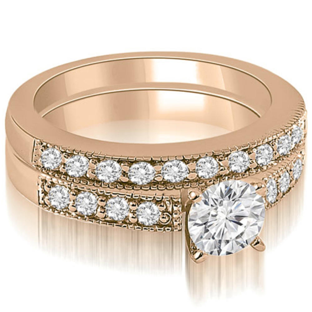 1.33 Cttw. Round Cut 14K Rose Gold Diamond Bridal Set