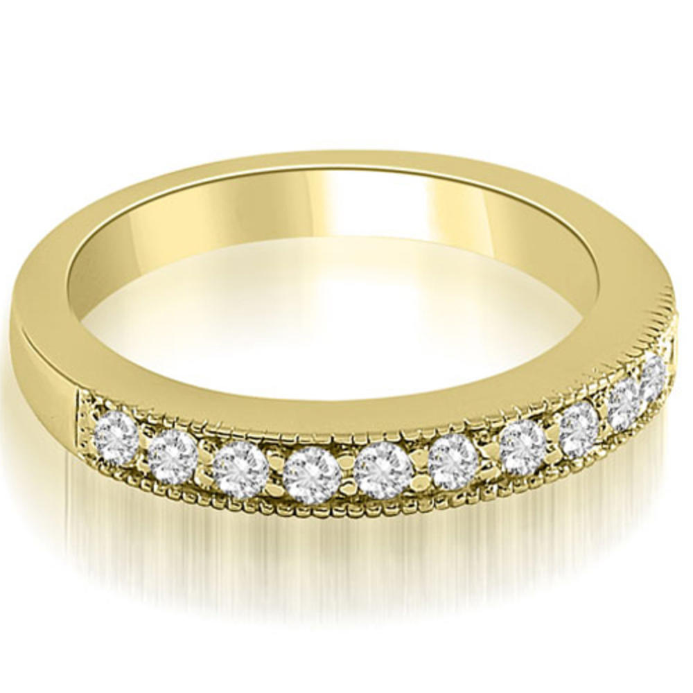 14K Yellow Gold 0.33 cttw  Milgrain Round Cut Diamond Wedding Ring (I1, H-I)