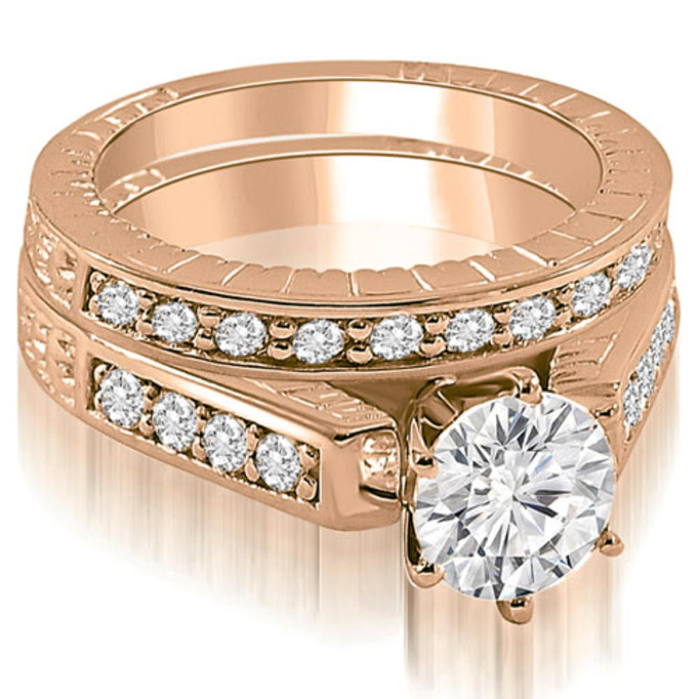 1.05 Cttw Round-Cut 14K Rose Gold Diamond Bridal Set