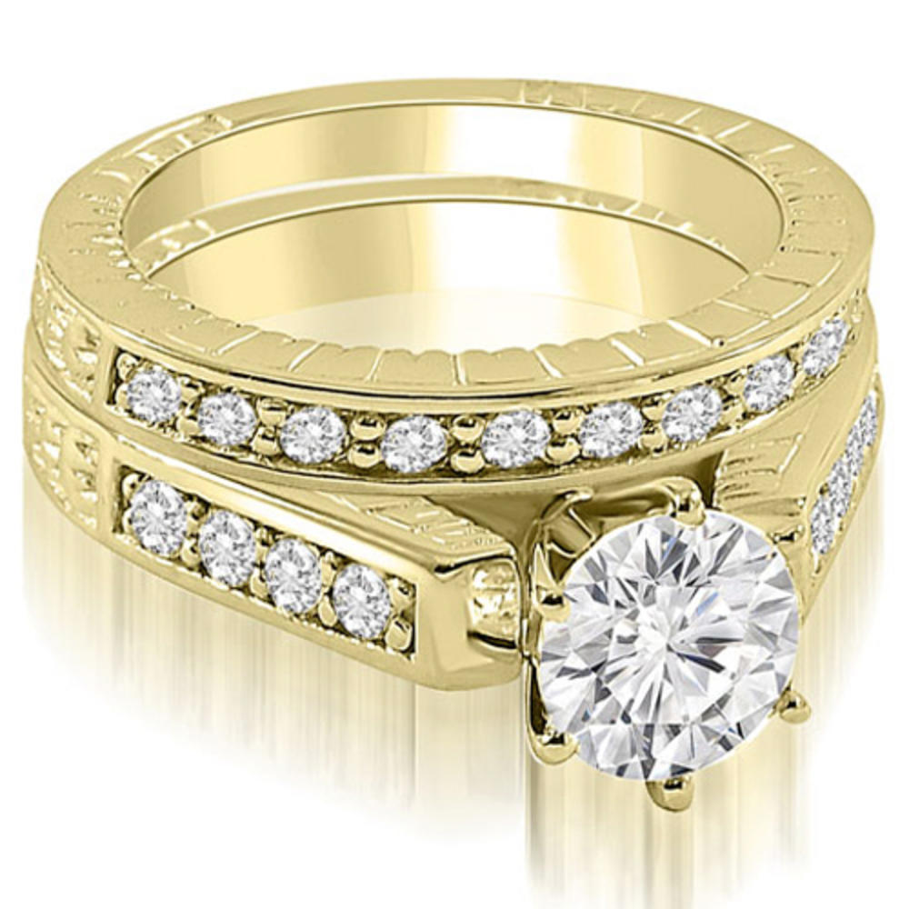 1.55 Cttw. Round Cut 18K Yellow Gold Diamond Bridal Set