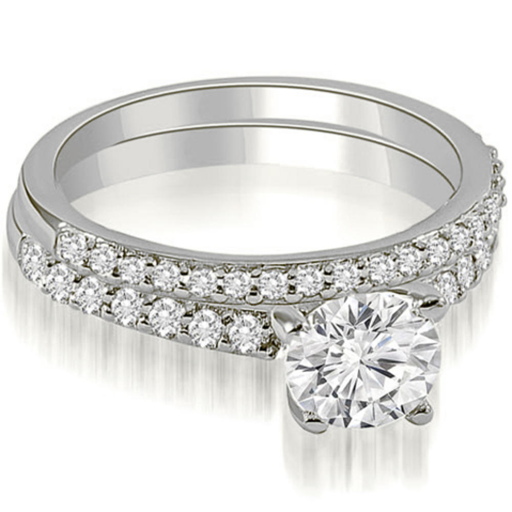 1.40 Cttw Round-Cut 14K White Gold Diamond Bridal Set