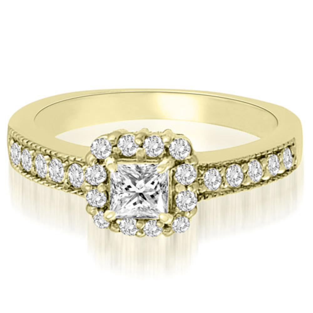 1.34 Cttw Princess-and Round-Cut 18K Yellow Gold Diamond Bridal Set