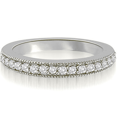 14K White Gold 0.30 cttw  Milgrain Antique Style Round Diamond Wedding Ring (I1, H-I)