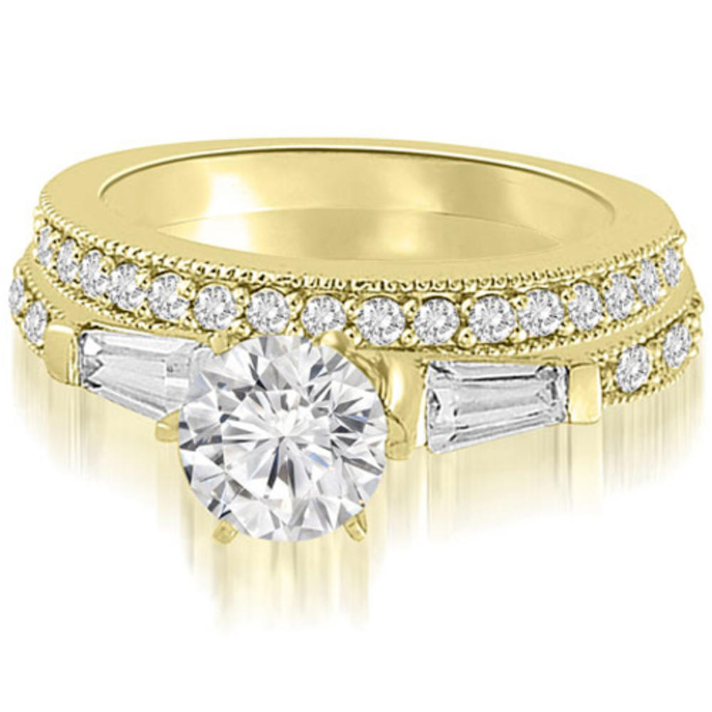 1.20 cttw 18k Yellow Gold Round- and Baguette-Cut Diamond Bridal Set
