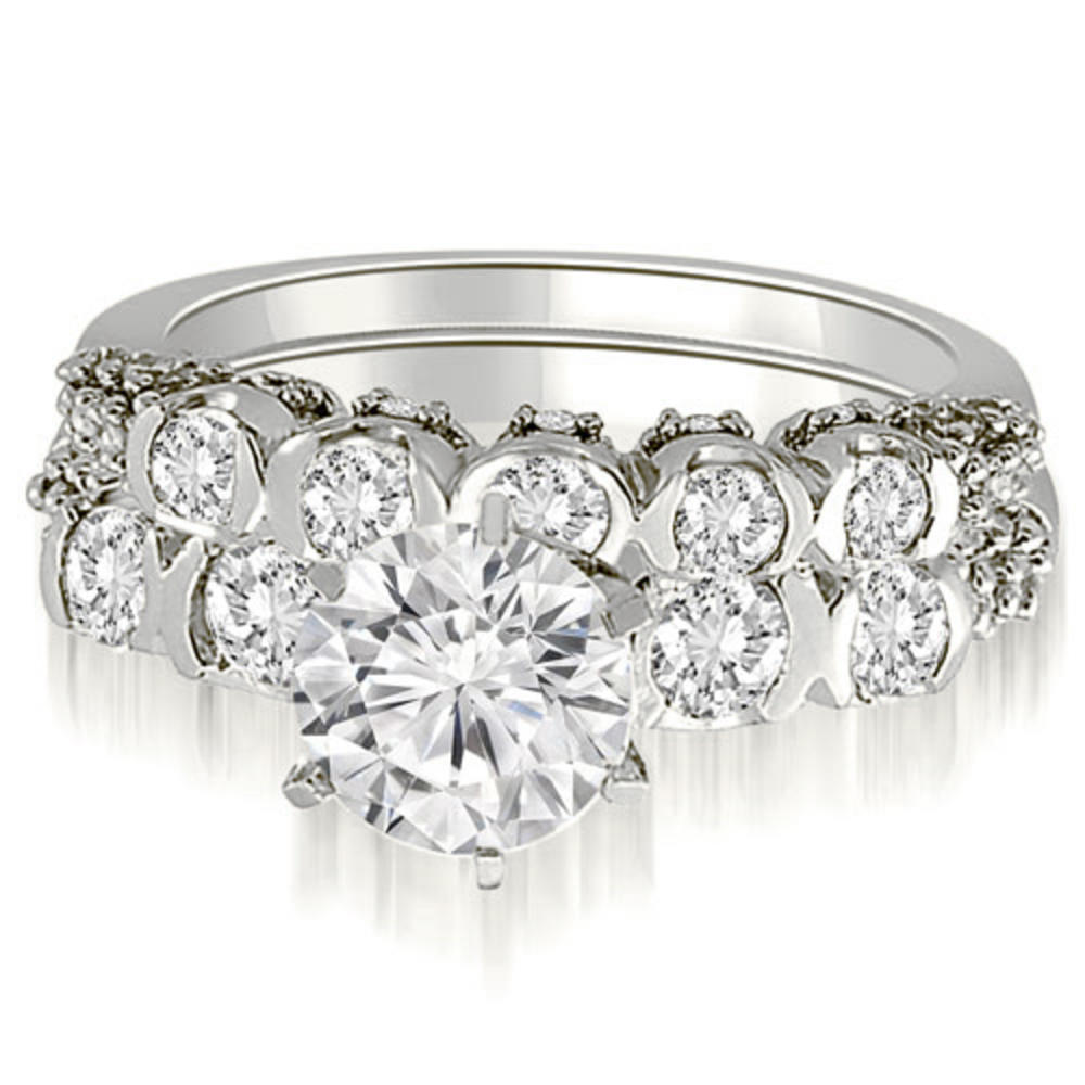 1.68 Cttw Round Cut 14k White Gold Diamond Bridal Set